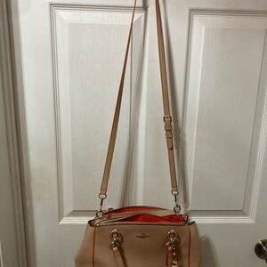 Coach Crossbody Bag in Beige and Bright Orange